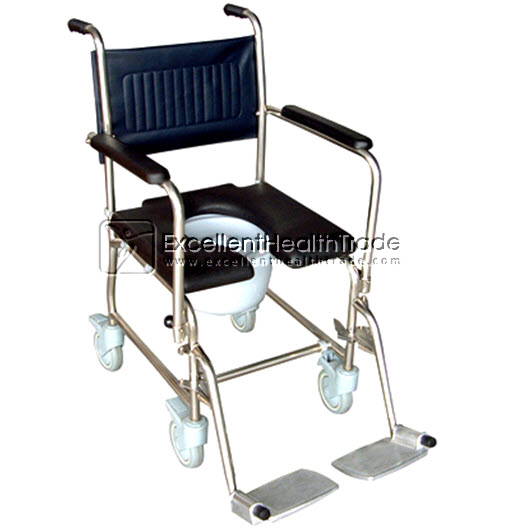 00523: รถเข็นนั่งถ่ายล้อเล็กสแตนเลส (Commode wheelchair)