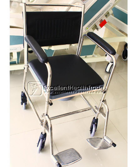 00597: รถเข็นนั่งถ่ายล้อเล็กสแตนเลส (Commode wheelchair)
