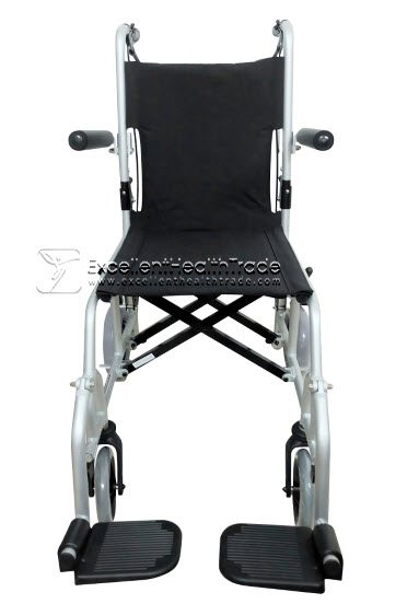 00654: รถเข็นพกพาล้อหนา - พร้อมกระเป๋า (Portable Alloy Wheelchair KIMBER) (WS-01) - สีดำ