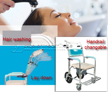 00689: รถเข็นนั่งถ่ายอาบน้ำ - ปรับเอนสระผม (ฺBath and commode chair - lay down and hair wash)