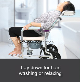 00689: รถเข็นนั่งถ่ายอาบน้ำ - ปรับเอนสระผม (ฺBath and commode chair - lay down and hair wash)