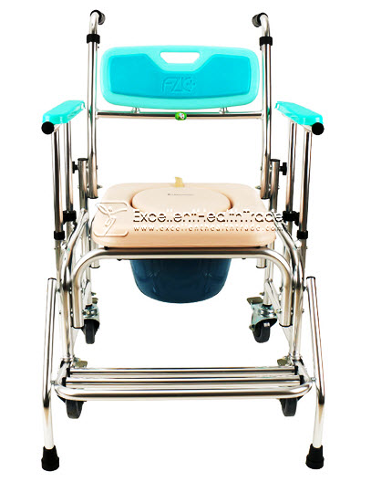 00687: รถเข็นนั่งถ่ายอาบน้ำ - พนักพักแขนปรับสูงต่ำได้ (Portable commode chair - armrest high adjustable)